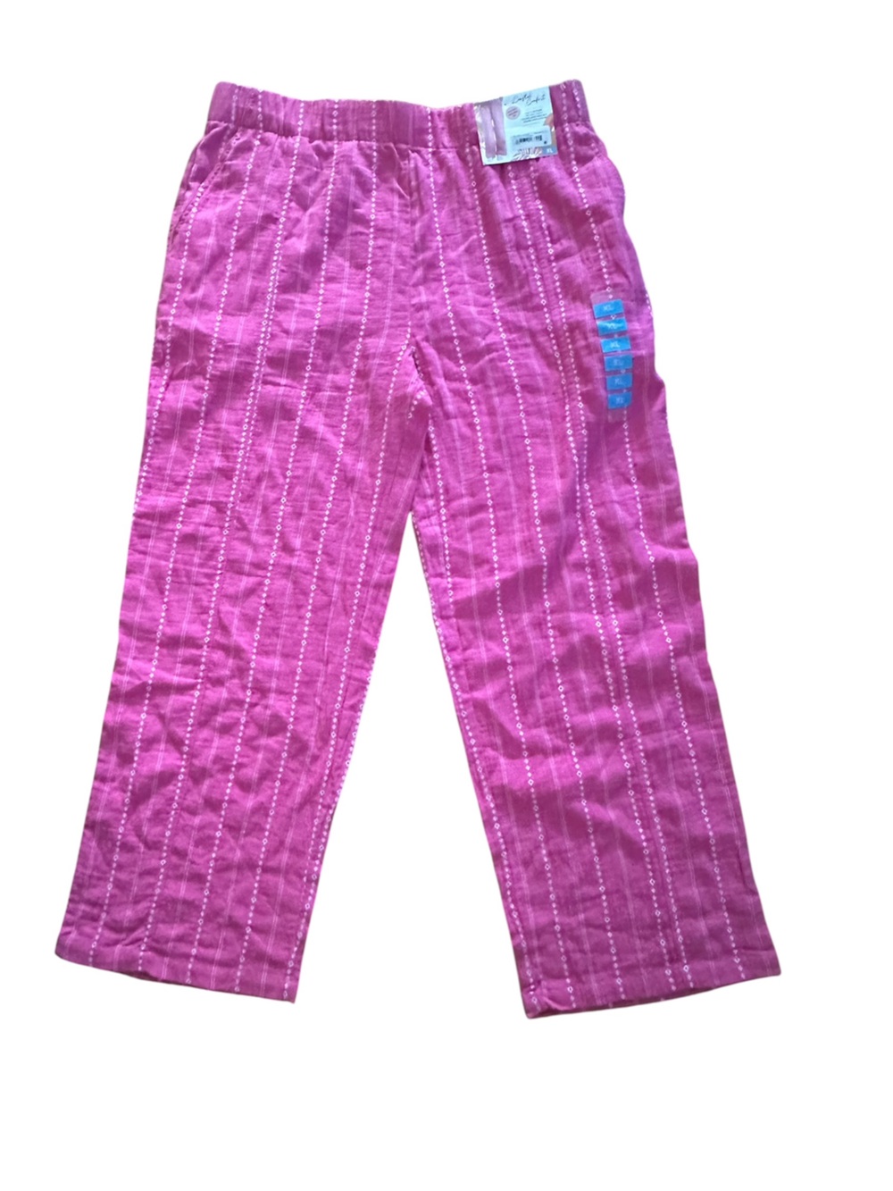 Coastal Comfort Pink White Textured Gauze Palazzo Pants